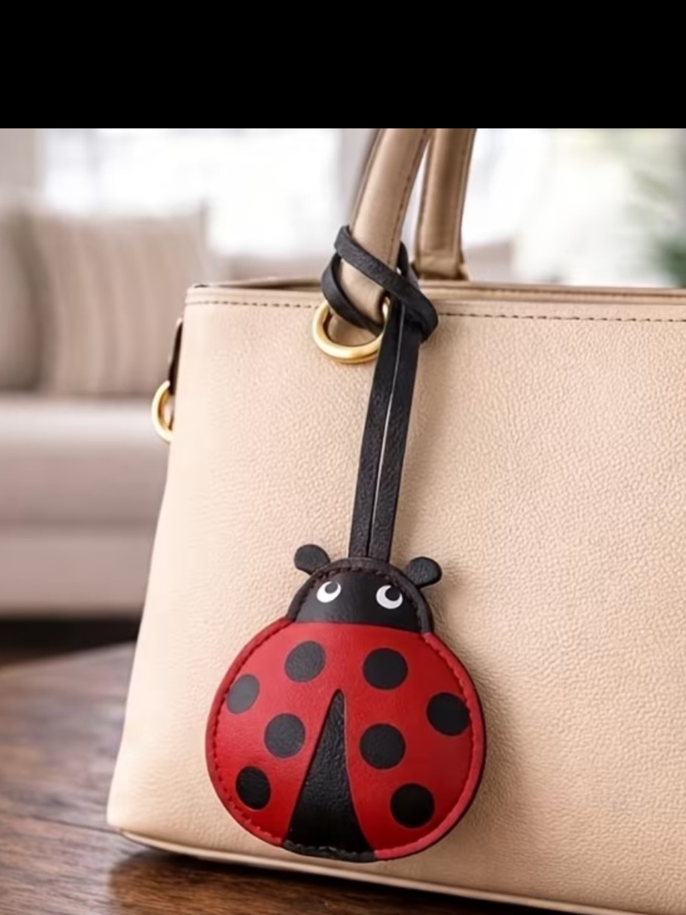 Ladybug Faux Leather Bag Charm Keychain New